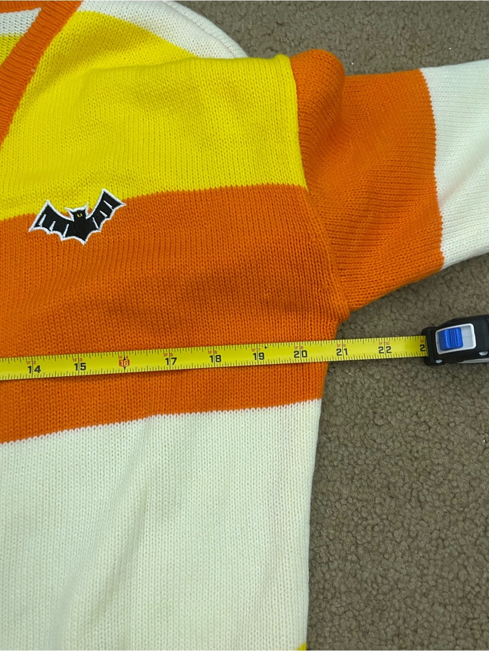 Disney candy corn Halloween women’s orange, Yellow & White Striped Cardigan - Picture 5 of 6